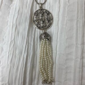 Silver and Pearl Tassel Necklace